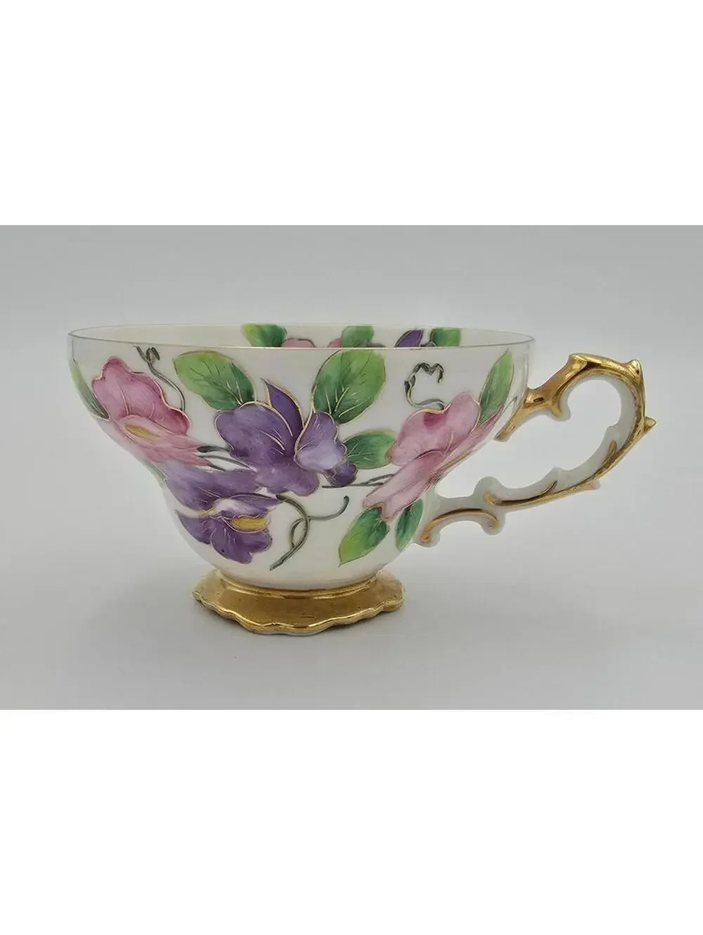 Vintage Chubu China Floral Tea Cup Gold Trim Hand Painted Cup